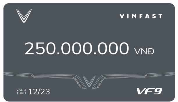 Voucher giảm giá xe vinfast VF 9 250 triệu đồng